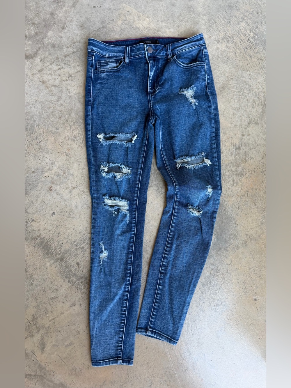 Cello Dark Blue Distressed Skinny Jeans